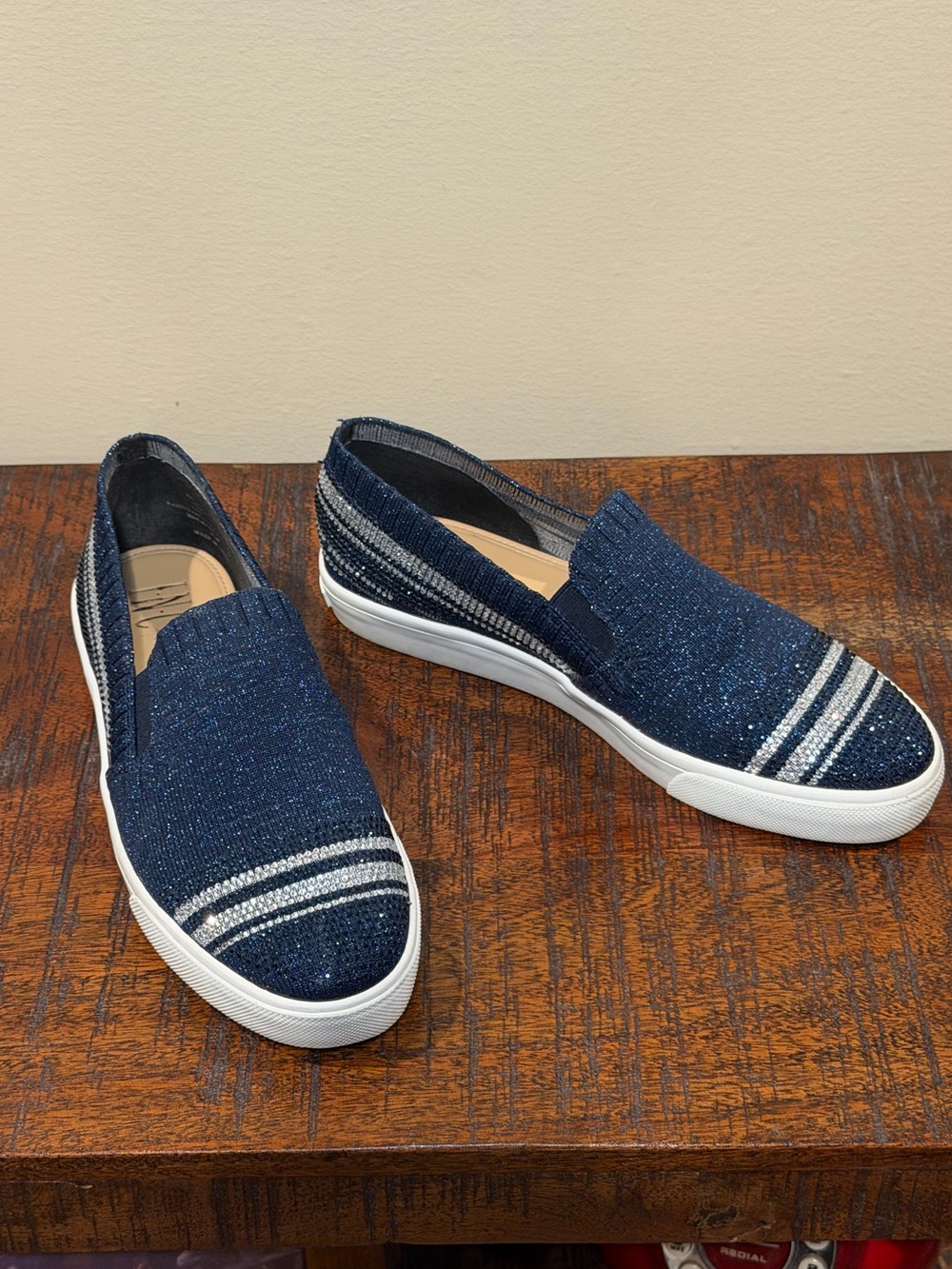 INC International Concepts Navy and Silver Slip-On Shoes